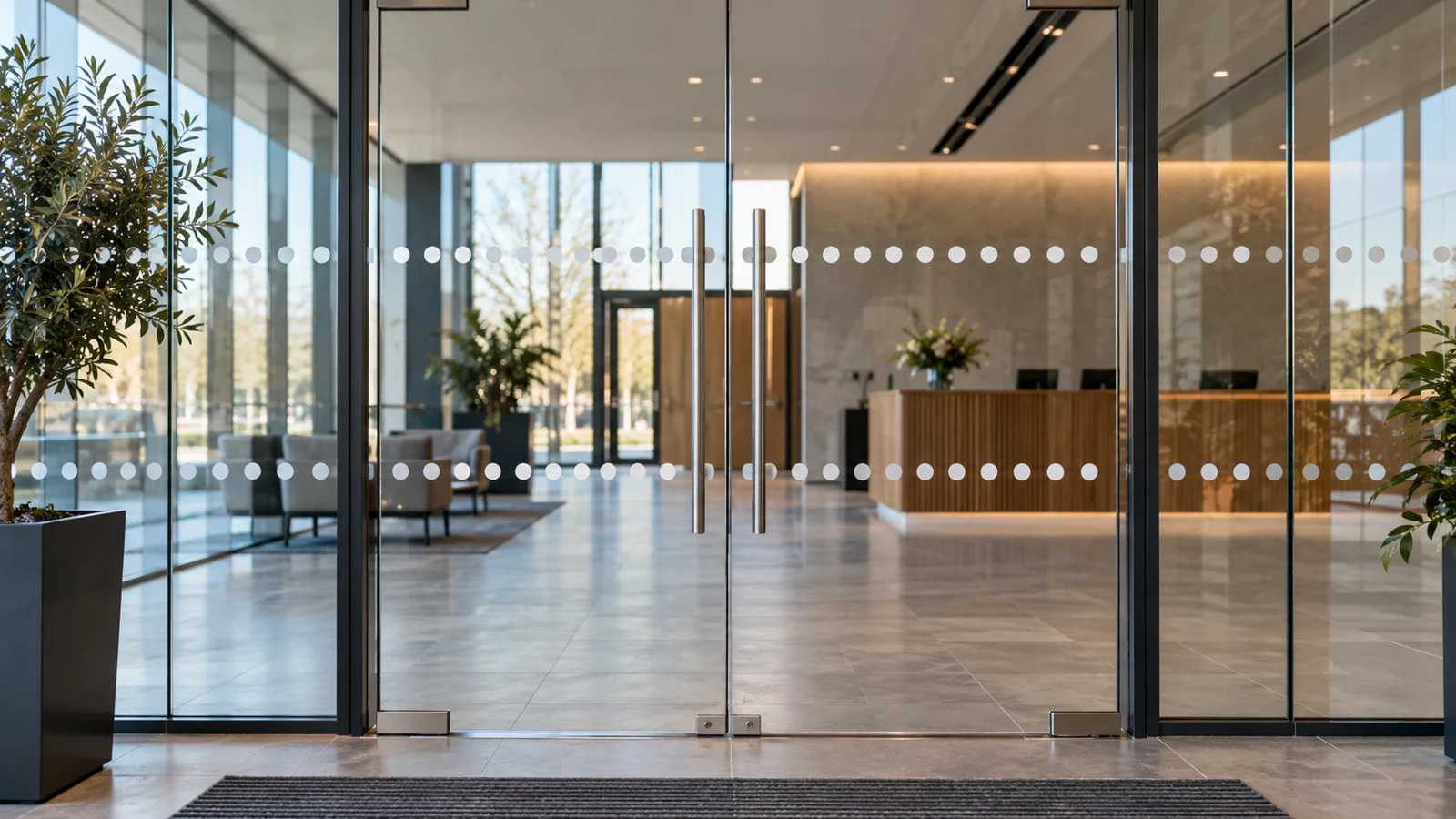 Glass manifestation: what the regulations ask — signage example